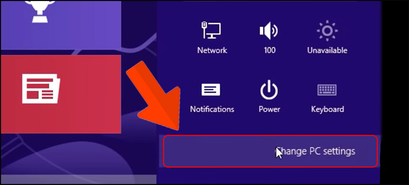 Chọn Change PC Setting